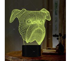 Beling 3D lampa, Anglický bull dog hlava , 7 farebná S4ASC13