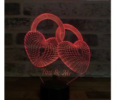 Beling 3D lampa, Zamknuté Valentínske srdcia, 7 farebná S30JAW2Y8