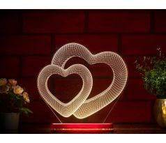 Beling 3D lampa, Dvojité Valentínske srdcia, 7 farebná ZZ8P5