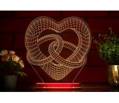 Beling 3D lampa, Valentínske srdce s obrúčkami, 7 farebná GV4