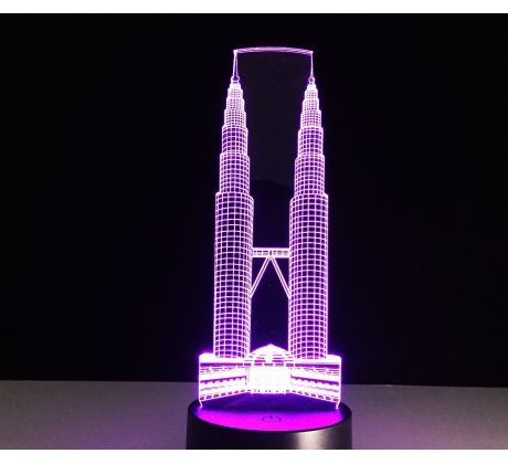 Beling 3D lampa, Petronas tower-výškové budovy, 7 farebná S148 