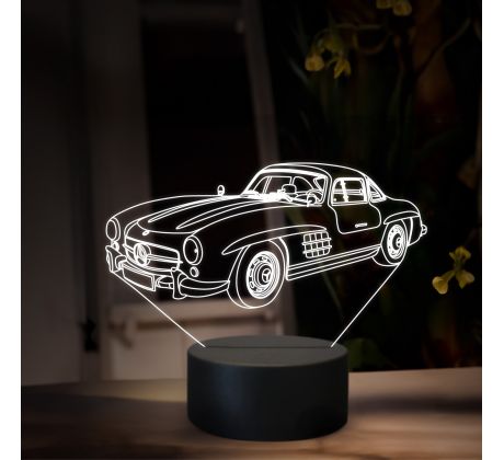 Beling 3D lampa, Mercedes 300SL Gullwing, 16 farebná O31